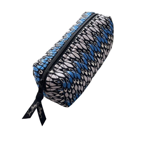 Vera Bradley Quilted Zippered Cosmetic Pouch Make Up Bag Geometric Vinyl Lined - Picture 1 of 9